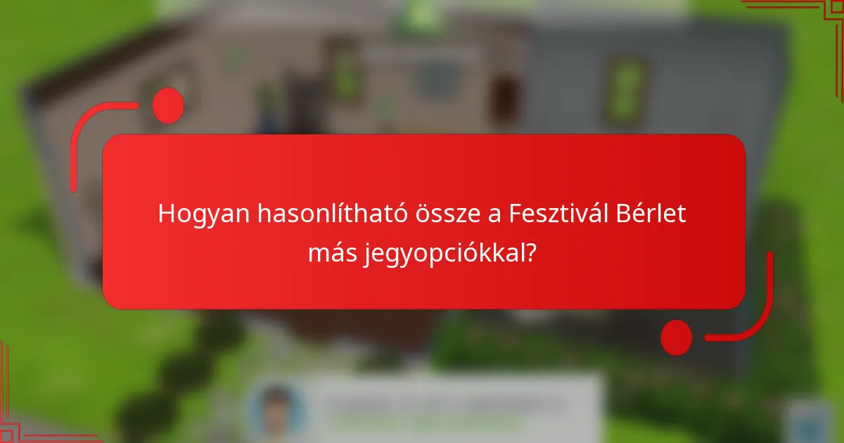 Hogyan hasonlítható össze a Fesztivál Bérlet más jegyopciókkal?