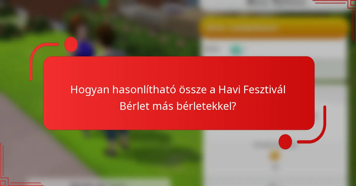 Hogyan hasonlítható össze a Havi Fesztivál Bérlet más bérletekkel?